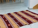  <b>  Dywan Kilim Marokański - Berberyjski Kilim - Wełna z Elementami Bordo<b>