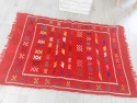   <b>  Dywan Kilim Marokański - Z Berberyjskiej Wioski - Wełna W Czerwieni<b>